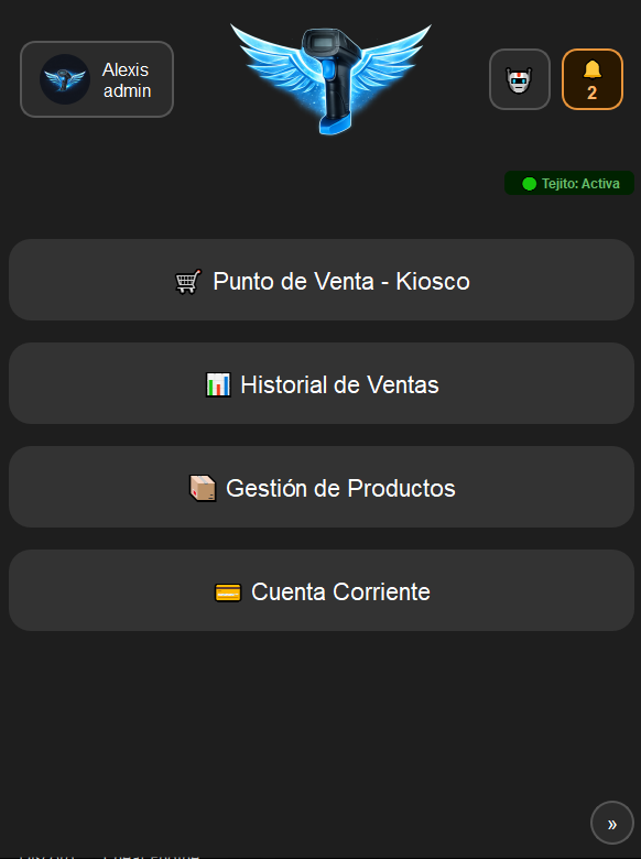 Menú real del software Tejito